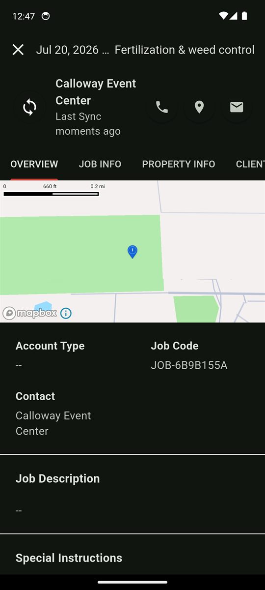 Helix Field mobile job detail with property notes and photos